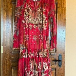 Johnny Was Red Floral Dress